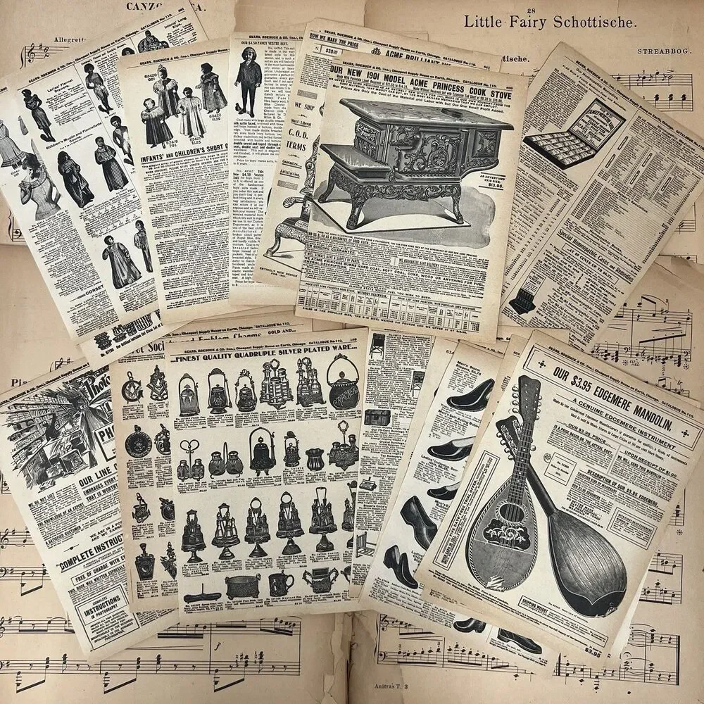 Ephemera Lot Vintage Old Book Pages Images Music Junk Journal Art Crafts 80 Pcs